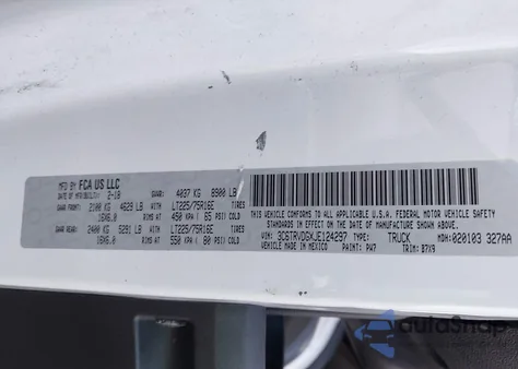 2018 Ram Promaster 2500 High Roof 159 Wb z USA, uszkodzony, nr VIN 3C6TRVDGXJE124297